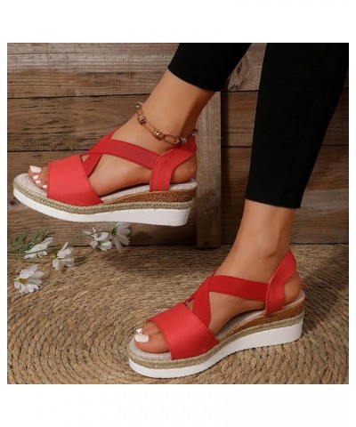 White Platform Black Wedges For Women Sandals Platform Black Sandals For Women Dressy Heeled Sandals For Wome 11-red $11.79 S...