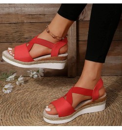 White Platform Black Wedges For Women Sandals Platform Black Sandals For Women Dressy Heeled Sandals For Wome 11-red $11.79 S...