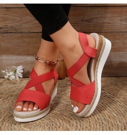 White Platform Black Wedges For Women Sandals Platform Black Sandals For Women Dressy Heeled Sandals For Wome 11-red $11.79 S...