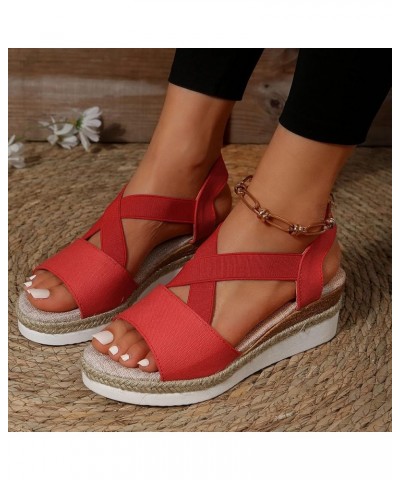 White Platform Black Wedges For Women Sandals Platform Black Sandals For Women Dressy Heeled Sandals For Wome 11-red $11.79 S...