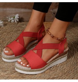 White Platform Black Wedges For Women Sandals Platform Black Sandals For Women Dressy Heeled Sandals For Wome 11-red $11.79 S...