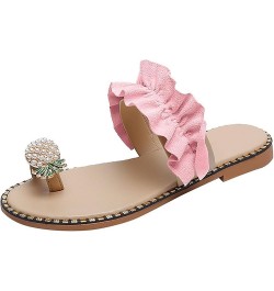 Sandals Women Dressy,Women's Beaded Flats Sandals Open Toe Flip Flops Slippers Summer Casual Beach Boho Shoes X-pink $13.56 S...