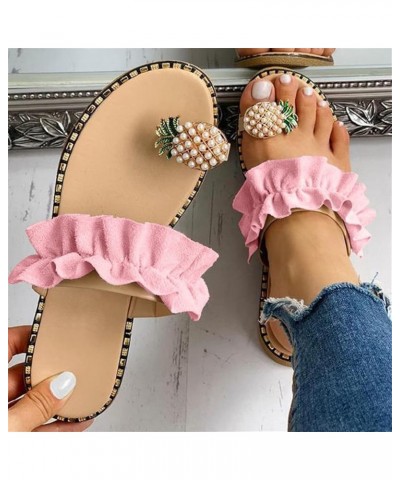 Sandals Women Dressy,Women's Beaded Flats Sandals Open Toe Flip Flops Slippers Summer Casual Beach Boho Shoes X-pink $13.56 S...