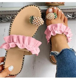 Sandals Women Dressy,Women's Beaded Flats Sandals Open Toe Flip Flops Slippers Summer Casual Beach Boho Shoes X-pink $13.56 S...