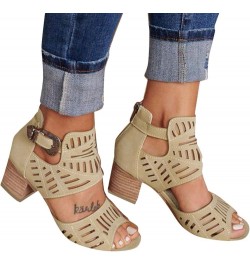 flat sandals for women Toe Heel Women Casual Solid Buckle Ladies Sandals Peep Fashion Shoes High Women's casual shoes Khaki $...