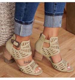 flat sandals for women Toe Heel Women Casual Solid Buckle Ladies Sandals Peep Fashion Shoes High Women's casual shoes Khaki $...