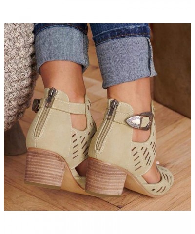 flat sandals for women Toe Heel Women Casual Solid Buckle Ladies Sandals Peep Fashion Shoes High Women's casual shoes Khaki $...