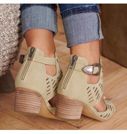 flat sandals for women Toe Heel Women Casual Solid Buckle Ladies Sandals Peep Fashion Shoes High Women's casual shoes Khaki $...