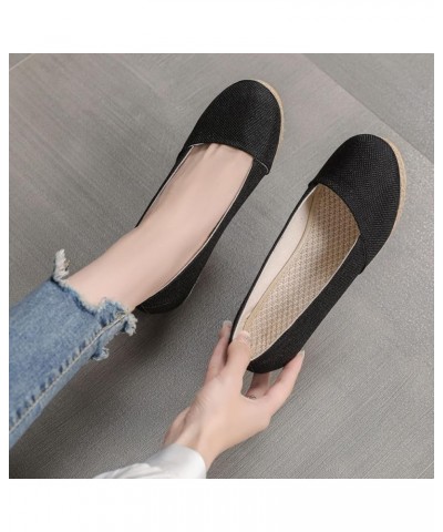 Fashion Women Summer Weave Wedges Breathable Slip On Round Toe Sandals Comfortable Beach Single Shoes Women Heel Sandals Size...