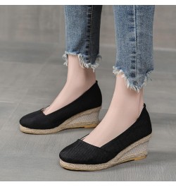 Fashion Women Summer Weave Wedges Breathable Slip On Round Toe Sandals Comfortable Beach Single Shoes Women Heel Sandals Size...