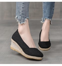 Fashion Women Summer Weave Wedges Breathable Slip On Round Toe Sandals Comfortable Beach Single Shoes Women Heel Sandals Size...