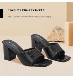 Women's Open Toe Square Mules Sandals Flip Flops Slip On Chunky Block High Heel Fashion Wedding Dress Slipper Slide Block $17...