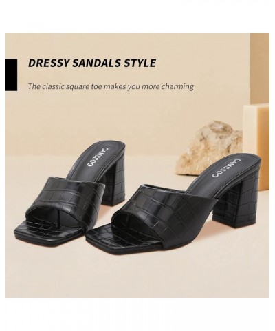 Women's Open Toe Square Mules Sandals Flip Flops Slip On Chunky Block High Heel Fashion Wedding Dress Slipper Slide Block $17...