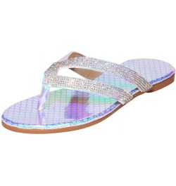 Slide Sandals for Women Summer Casual Beach Flat Sandals Fashion Rhinestone Clip Toe Boho Sandals Womens Slip on Open Toe Fli...