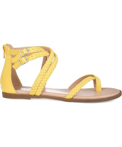 Comfort Womens Braided Flat Sandal Yellow $23.85 Sandals