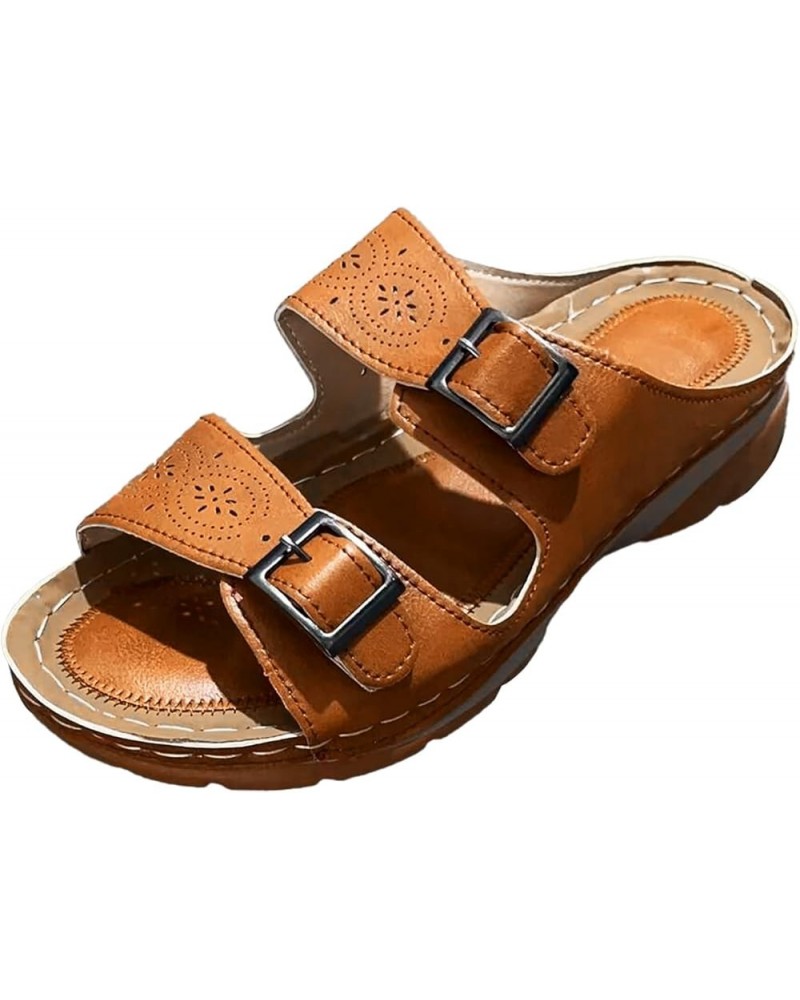 Woman Shoes Sandals Extra Wide Walking Shoes for Women Womens Sandals with Arch Support Buckle Sandals for Women Leather Orth...