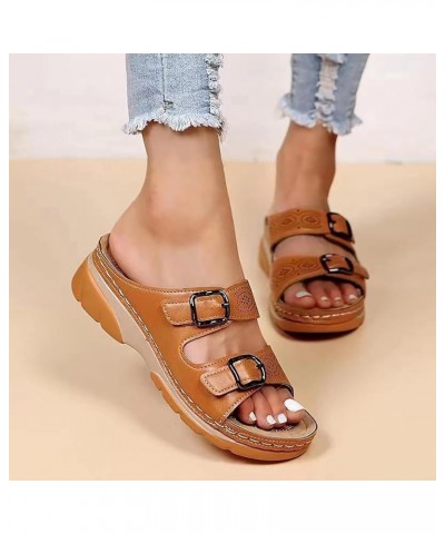 Woman Shoes Sandals Extra Wide Walking Shoes for Women Womens Sandals with Arch Support Buckle Sandals for Women Leather Orth...