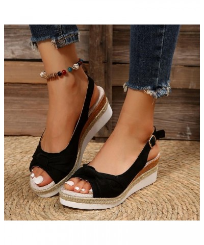 Sandals for Women Wedge Thong T-Strap Orthotic Strappy Slip on Sandals Comfortable Outdoor Shoes 62-qrcvgj-4-black $10.44 Sli...