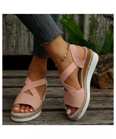 Sandals for Women Dressy Comfortable Gladiator Sandals for Women Summer Elastic Ankle Strap Sandals Casual Open Toe Wedges Hi...