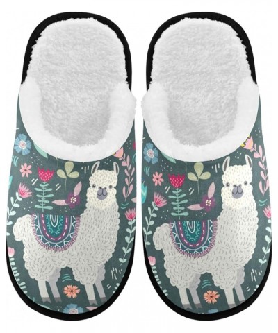 Cute Llama Floral Cozy Fuzzy Mens Womens Memory Foam House Slippers Plush Fleece Indoor Outdoor Slipper Multi $10.78 Slippers