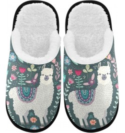 Cute Llama Floral Cozy Fuzzy Mens Womens Memory Foam House Slippers Plush Fleece Indoor Outdoor Slipper Multi $10.78 Slippers