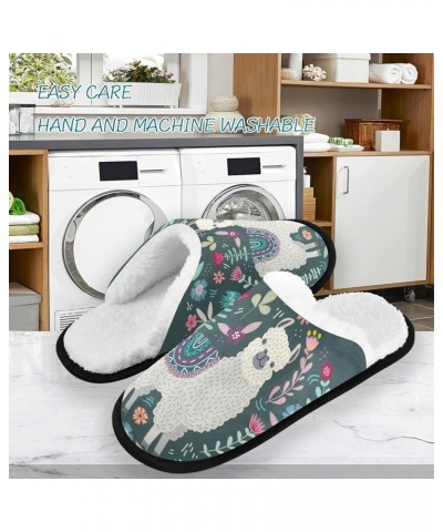 Cute Llama Floral Cozy Fuzzy Mens Womens Memory Foam House Slippers Plush Fleece Indoor Outdoor Slipper Multi $10.78 Slippers