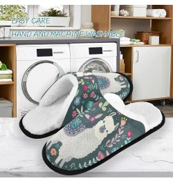 Cute Llama Floral Cozy Fuzzy Mens Womens Memory Foam House Slippers Plush Fleece Indoor Outdoor Slipper Multi $10.78 Slippers