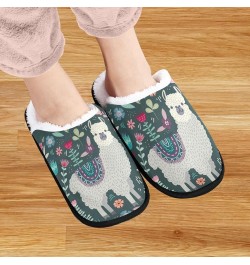 Cute Llama Floral Cozy Fuzzy Mens Womens Memory Foam House Slippers Plush Fleece Indoor Outdoor Slipper Multi $10.78 Slippers