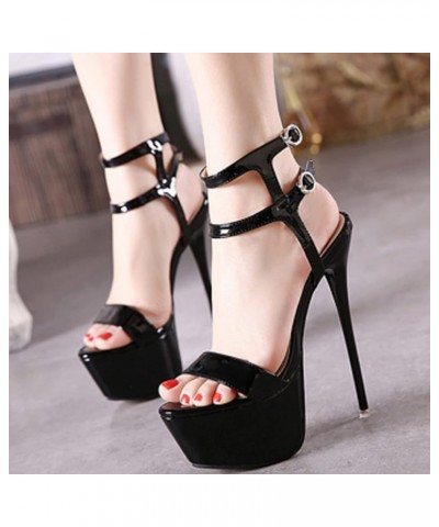 16 cm / 6.29 Inches Sexy Stiletto Open Toe Platform High Heel Sandals Court Shoes Pole Dancer Striptease Party Sandals Black ...