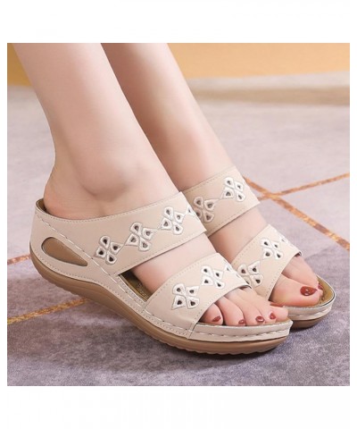 Slide Sandals Women Summer Casual Slippers Lady Shoes Open Toe Hollow Out Soft Bottom Slope Heel Solid Color Wedge Breathable...