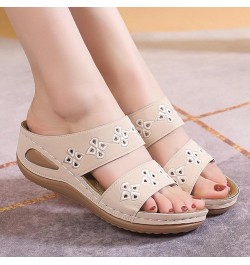 Slide Sandals Women Summer Casual Slippers Lady Shoes Open Toe Hollow Out Soft Bottom Slope Heel Solid Color Wedge Breathable...