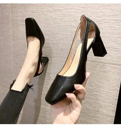 Women Fashion Chunky High Heeled Pump Shoes Non-Slip Hollow Out Slip on Working Shoes Closed Toe Pumps Apricot $26.94 Pumps