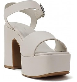 Launch ~ Women Open Toe Ankle Strap Platform Chunky High Heeled Sandal White Pu $26.00 Sandals