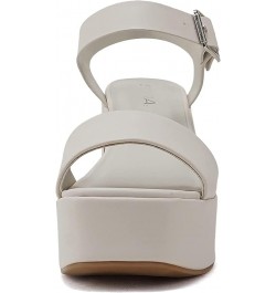 Launch ~ Women Open Toe Ankle Strap Platform Chunky High Heeled Sandal White Pu $26.00 Sandals