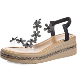 Rhinestone Flat Sandals Comfortable Open Toe Sandals Womens Summer Dress Shoes (Color : Black, Size : 37) 37 Black $33.28 San...