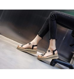 Rhinestone Flat Sandals Comfortable Open Toe Sandals Womens Summer Dress Shoes (Color : Black, Size : 37) 37 Black $33.28 San...