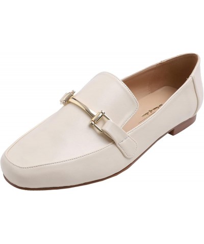 Women's Fashion Trim Deco Loafer Slippers Bar Trim Beige Plain Pu $17.94 Loafers & Slip-Ons