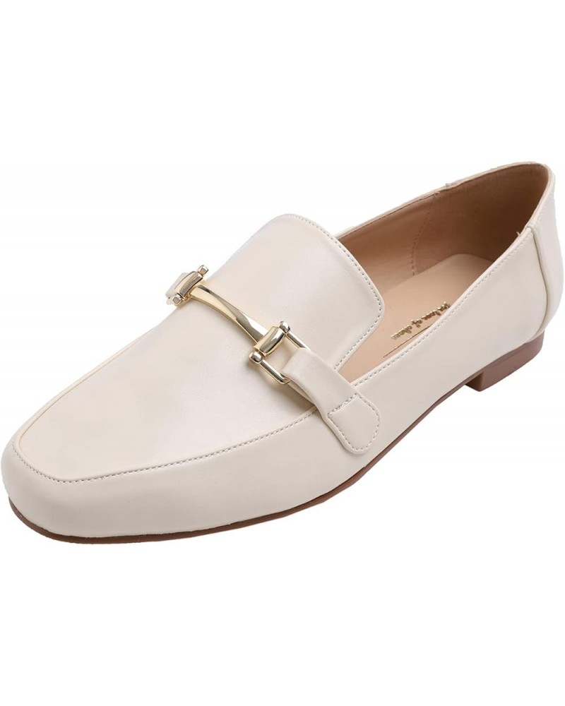 Women's Fashion Trim Deco Loafer Slippers Bar Trim Beige Plain Pu $17.94 Loafers & Slip-Ons