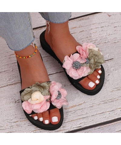 Women's Casual T-Strap Sandals Summer Walking Slippers with Memory Foam Insole Platform Flat 74-htrns-pink-6 $11.48 Sandals