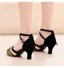 Dance Shoes Women Latin 3 Inch Heel Social Dancing Black Heeled Sandals For Women Closed Toe Low Heel Dance Shoes Wome G-4 $1...