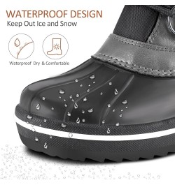 Women's Snow Boots Waterproof Slip Resistant Warm Faux Fur Lined Lace up Mid Calf Winter Duck Boots Cold Weather Shoes Grey-m...