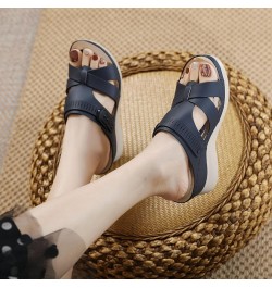 Women's Summer Fashion Casual Wedges Open Toe Floor Empty Dress Sandals On The Beach Heeled Sandals for Women under 20 Blue $...