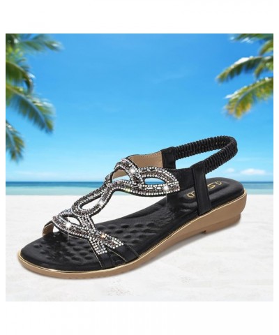 Sandals Girls' Flats Women Flip Flops Size 10 Slides For Women Platform Door Wedge Heeled Sandals For Women Dre Black-h $10.5...