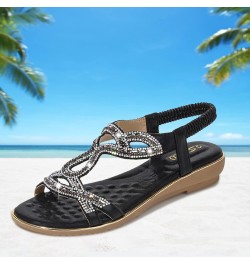 Sandals Girls' Flats Women Flip Flops Size 10 Slides For Women Platform Door Wedge Heeled Sandals For Women Dre Black-h $10.5...