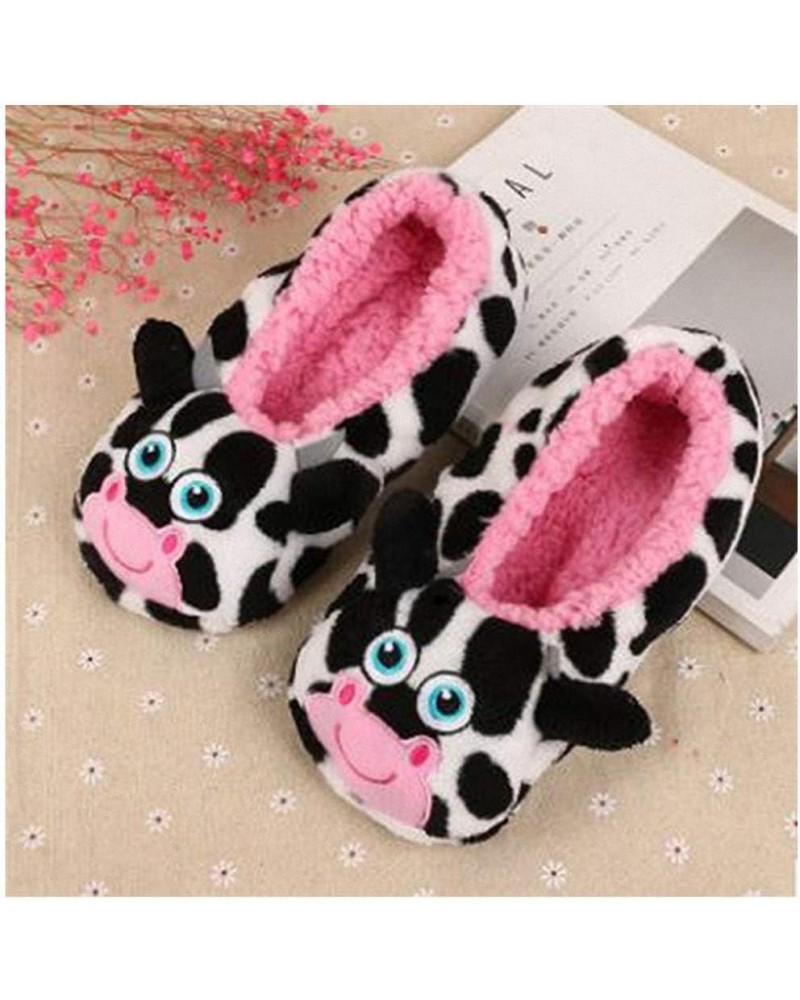 Womens New Warm Flats Soft Sole Women Indoor Floor Slippers Shoes Christmas Cartoon Animal Shape Home Slippers Cow $9.75 Slip...