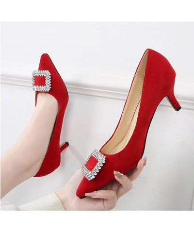 Women's Low-Heeled Pointed Toe Pumps, 2inch Stiletto Heels Fashion Autumn Winter Office Wedding Party Dress Shoes Red $24.56 ...