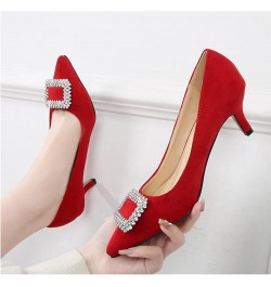 Women's Low-Heeled Pointed Toe Pumps, 2inch Stiletto Heels Fashion Autumn Winter Office Wedding Party Dress Shoes Red $24.56 ...