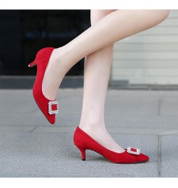 Women's Low-Heeled Pointed Toe Pumps, 2inch Stiletto Heels Fashion Autumn Winter Office Wedding Party Dress Shoes Red $24.56 ...