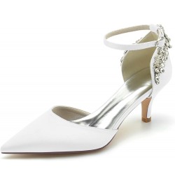 Women's Rhinestones Kitten Heel Pumps Pointed Toe Bridal Shoes Ankle Straps Prom Evening Wedding Dress Shoes White $34.19 Pumps