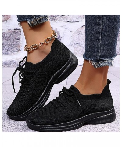 Walking Shoes for Women, Women's Fashion Mesh Wedge Sneakers Ladies Lace Up Casual Breathable Shoes Z-05 Black $20.72 Fashion...